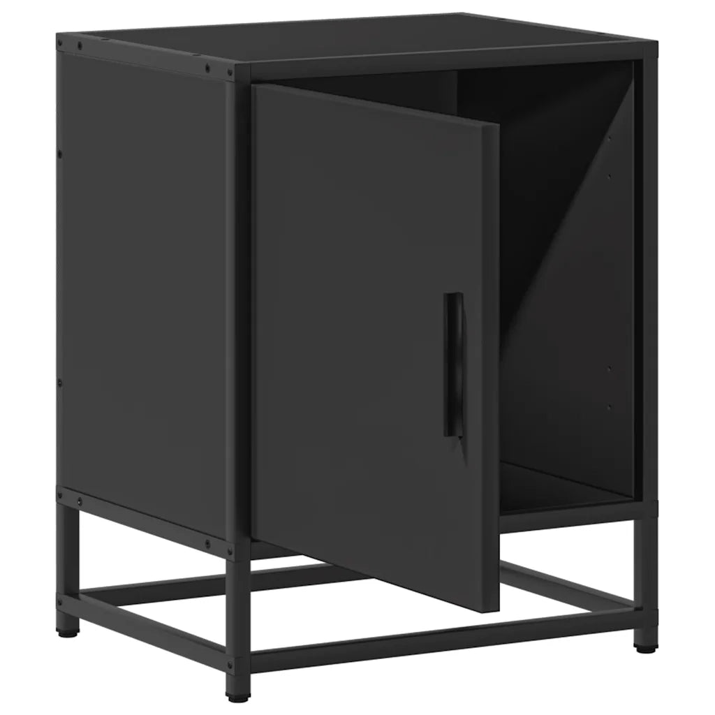 Comodini 2pz Neri 40x31x50 cm Legno Multistrato Metallo 848710