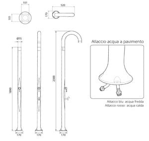 Doccia da Esterno Giardino Miscelatore e Lavapiedi Arkema Funny Yin Dove Grey