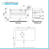 Mobile bagno sospeso 90 cm Melody bianco opaco con vasca a sinistra