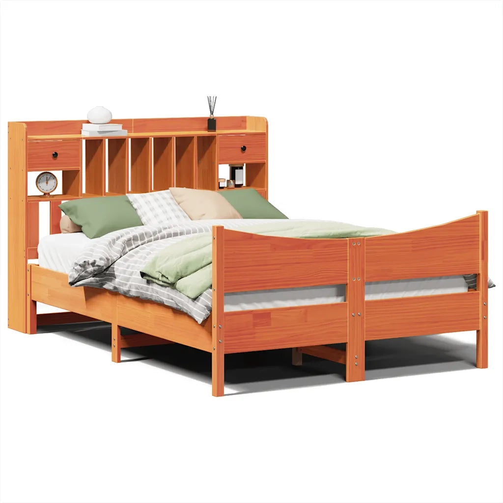 Letto senza Materasso Marrone Cera 140x190 cm in Legno di Pino 3323391