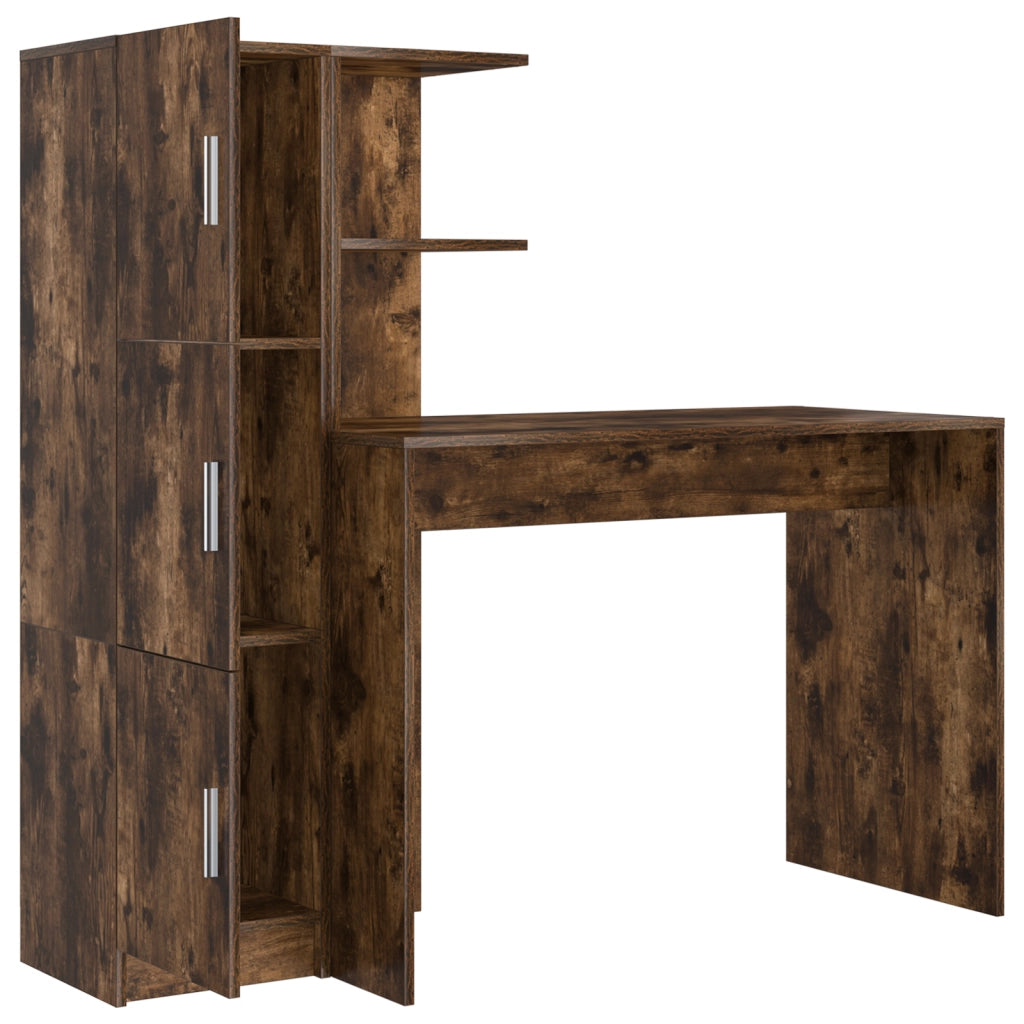 Scrivania con Archiviazione Rovere Affumicato Legno Ingegnerizzato