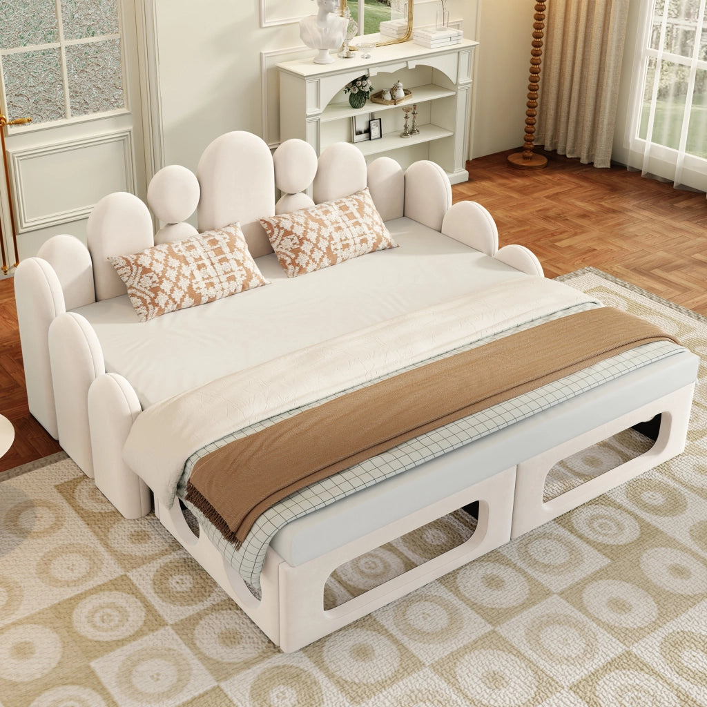 LETTO Divano letto con cuccia per animali 180x200 cm Velluto Beige