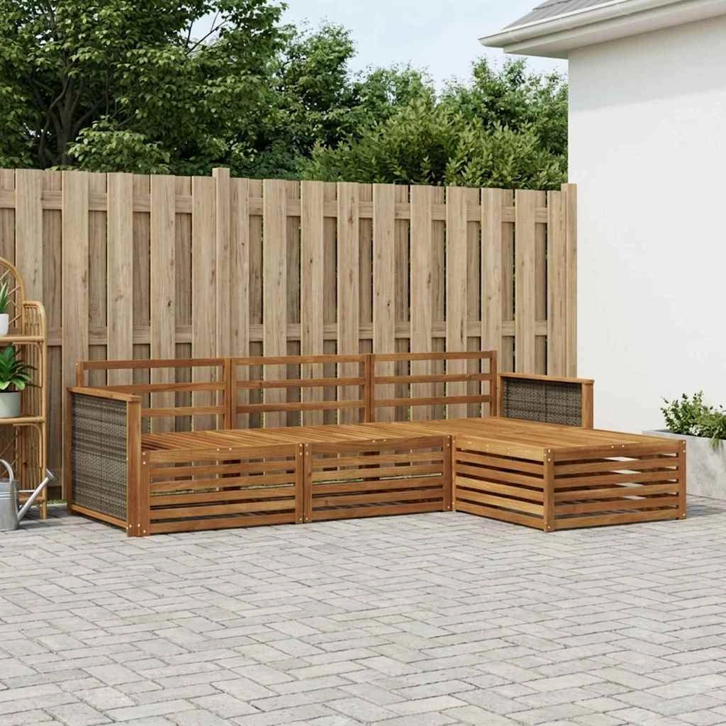 Set di divani da esterno 4 pz Naturale Legno di Acacia Massello 3383197