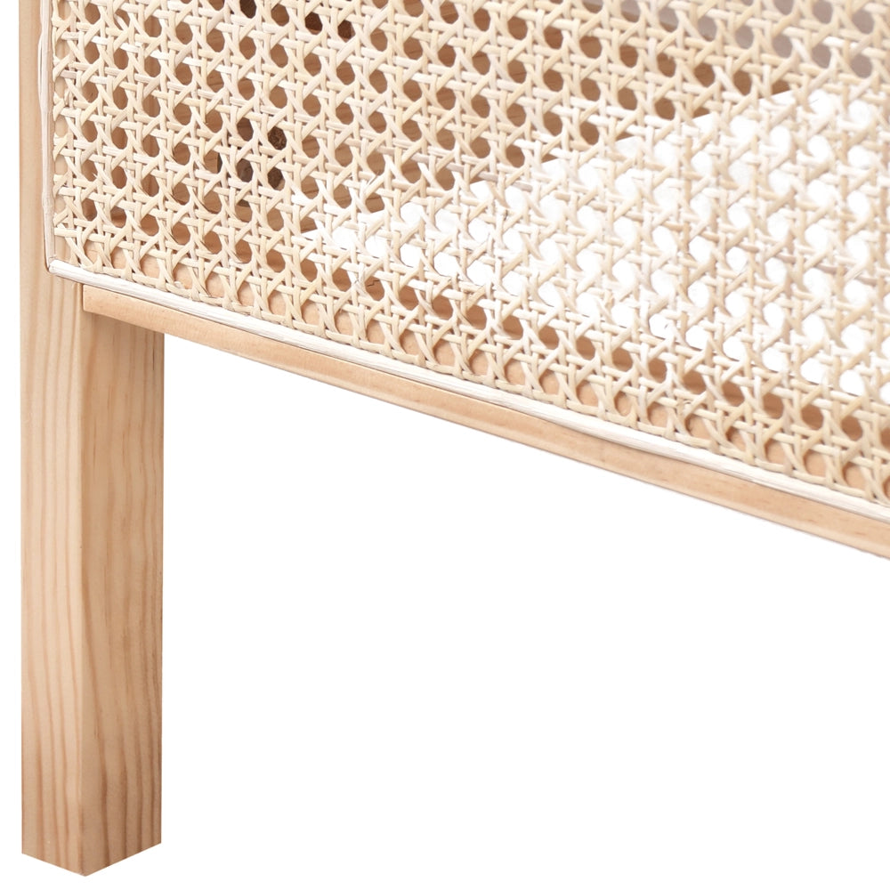 Letto in legno di pino marrone chiaro UE matrimoniale 140 x 200 cm con testata a treccia viennese a doghe stile rustico minimalista