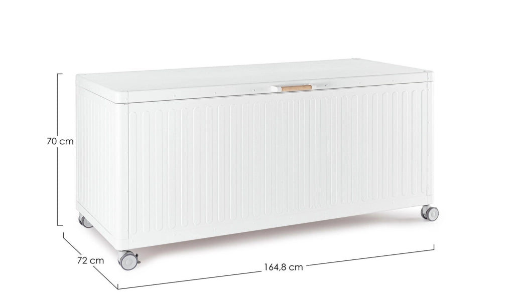 Baule Contenitore da Esterno 164,8x72x70h cm Apertura Facile e Ruote in Alluminio Ocean M Bianco