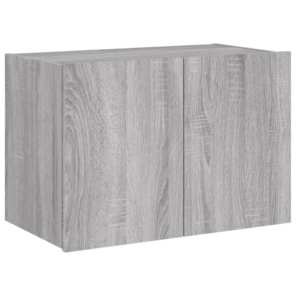 Mobile TV a Parete con Luci LED-Mobile TV a Muro Grigio Sonoma 60x35x41 cm