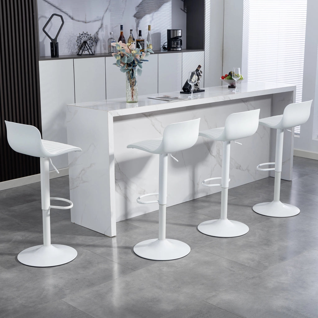 Sgabello da bar girevole con schienale ergonomico e altezza regolabile, struttura in metallo per cucina, bianco