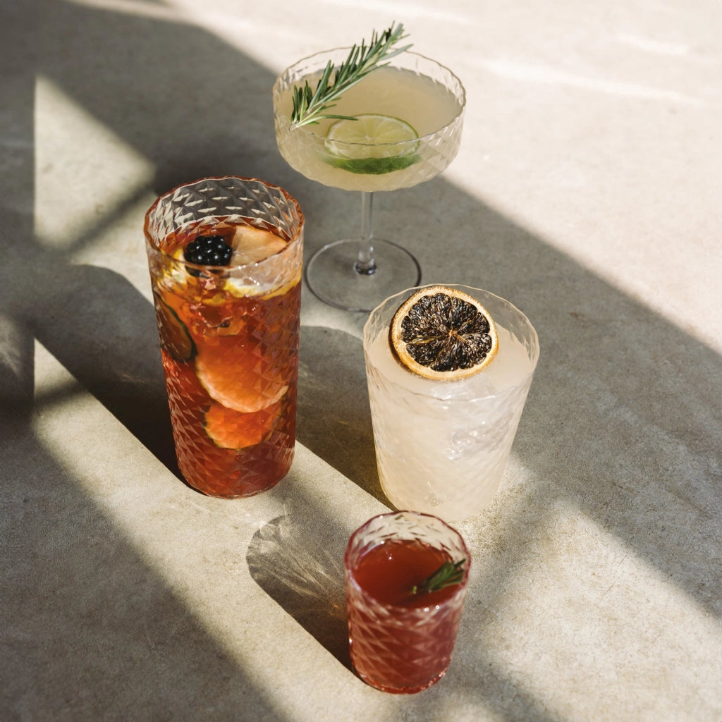 Zafferano Set 4 Tumbler Veneziano Mixology in vetro sonoro superiore, capacità 8,5 cl, design soffiato a bocca trasparente per liquori e distillati