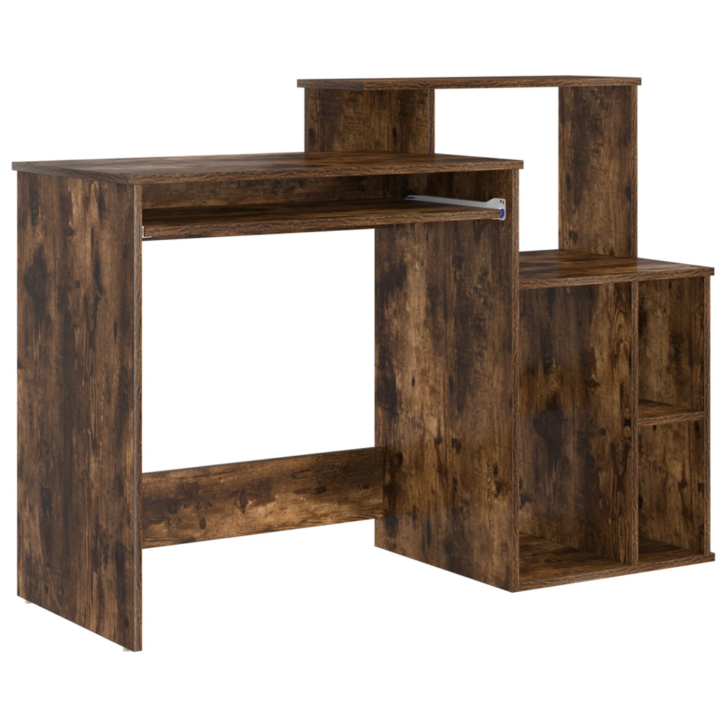 Scrivania con storage Rovere affumicato 120.5x44x88.5 cm Legno ingegnerizzato