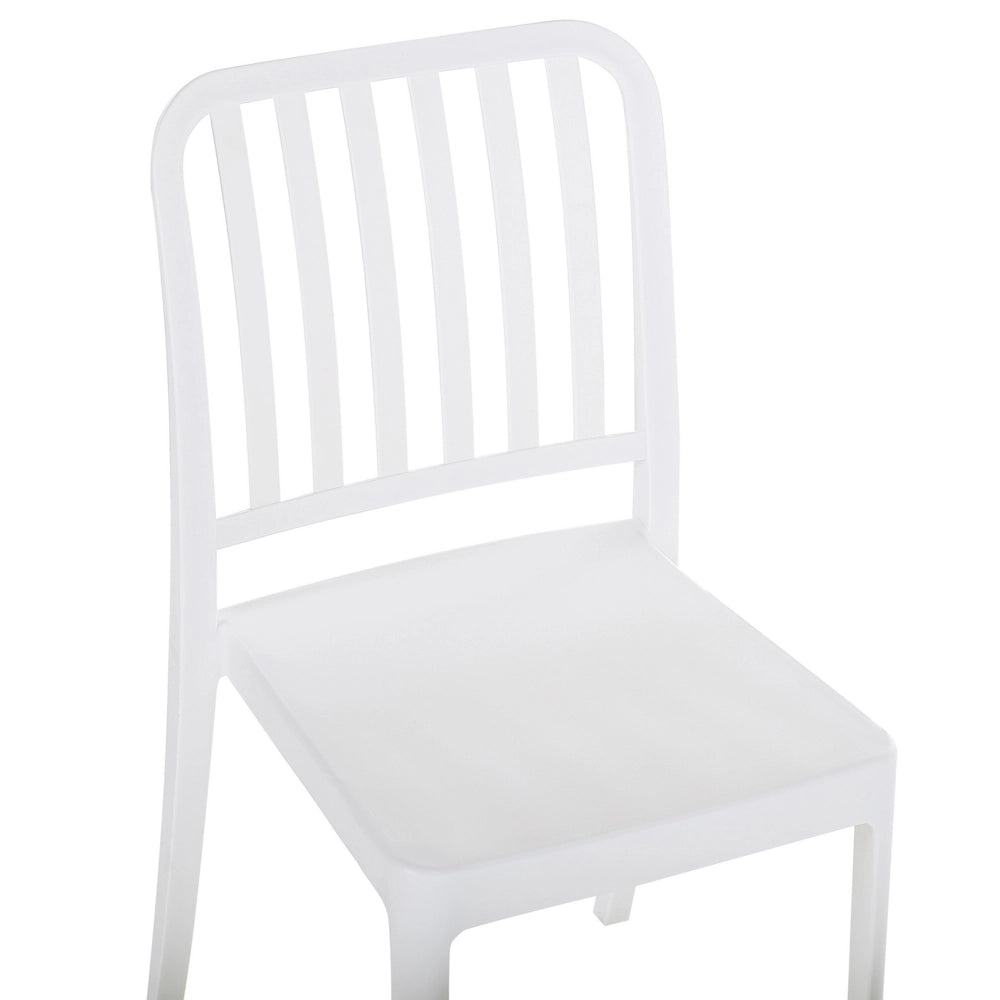 Set di 4 sedie da giardino in plastica bianca impilabili leggere per interni ed esterni resistenti agli agenti atmosferici