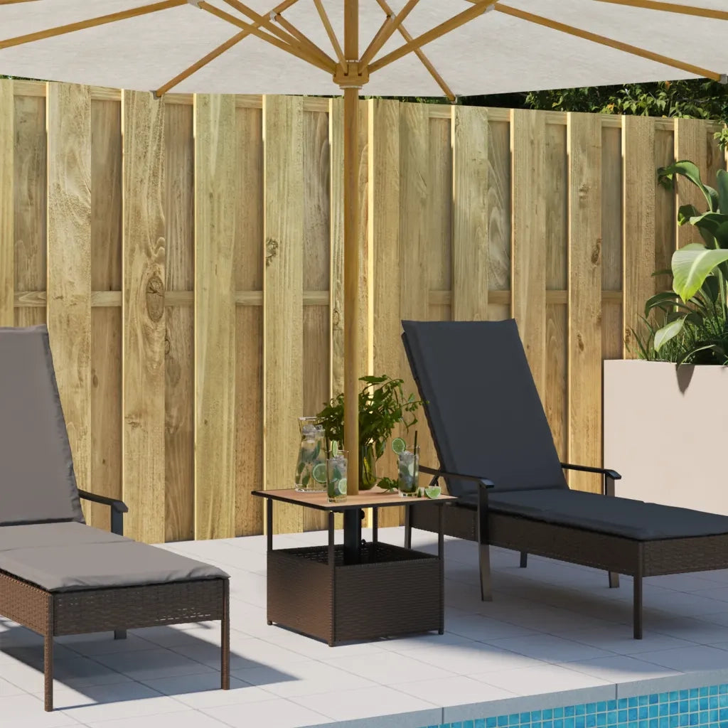 Tavolo Giardino Foro Ombrellone Marrone 55x55x46,5cm Polyrattan 364118
