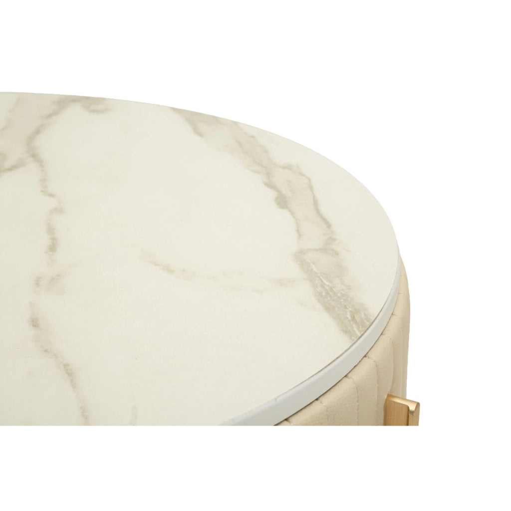 Set toletta POK con puff, design rotondo in oro