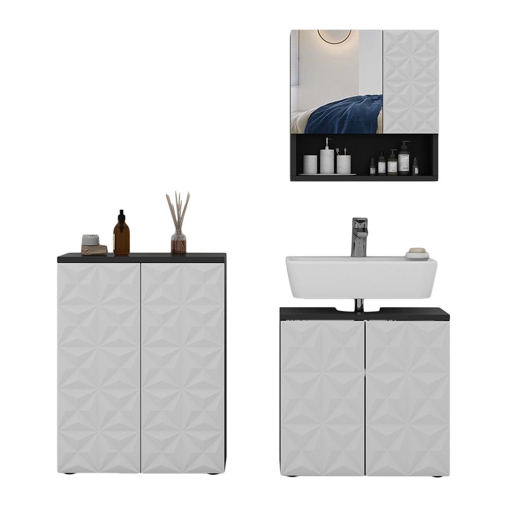 Vicco Set di mobili da bagno Nero 3 parti