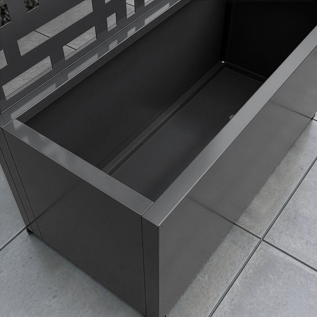 Fioriera con Spalliera Bernalda a 4 Rotelle 190 x 82 x 38 cm - Acciaio Grigio Antracite casa.pro
