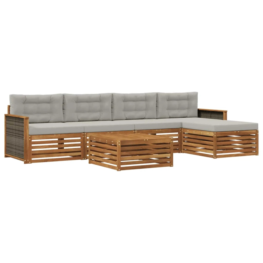 Set di divani da esterno 6 pz Naturale e Grigio Chiaro 3383259