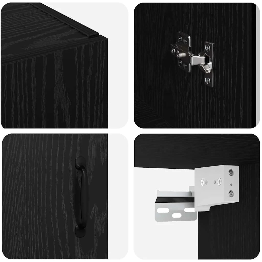 Set di 2 moderni mobili contenitori da parete 69,5 x 34 x 90 cm realizzati in legno di rovere nero 02_0056054