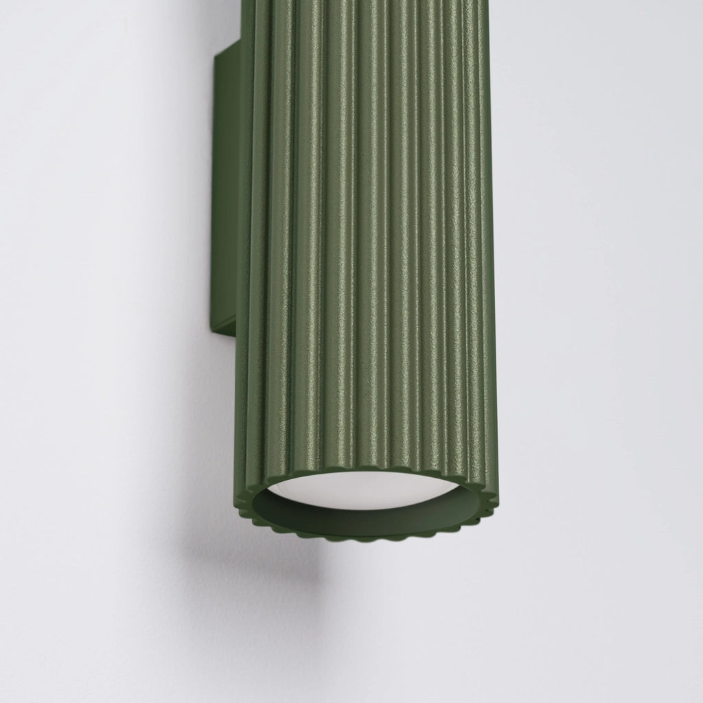 Applique GRAVIO verde oliva tubo rigato 20cm 2xGU10