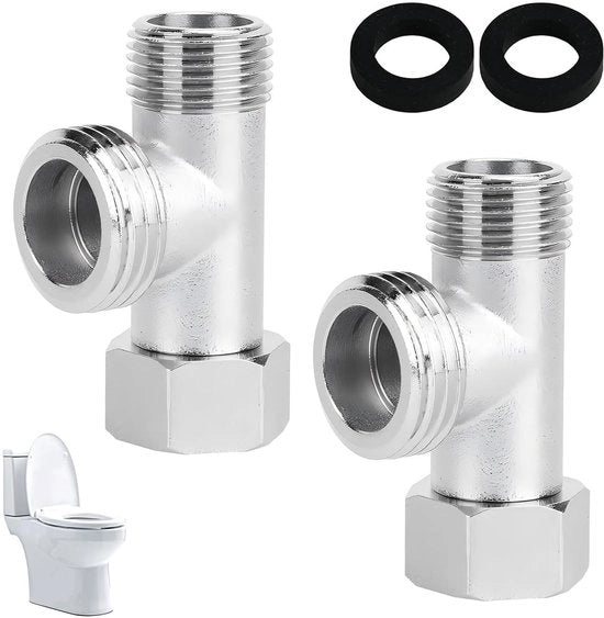 Adattatore T-connettore 3 vie - Fitting T in rame inox - Corrosione resistente - Rotazione 180° - 2 pezzi
