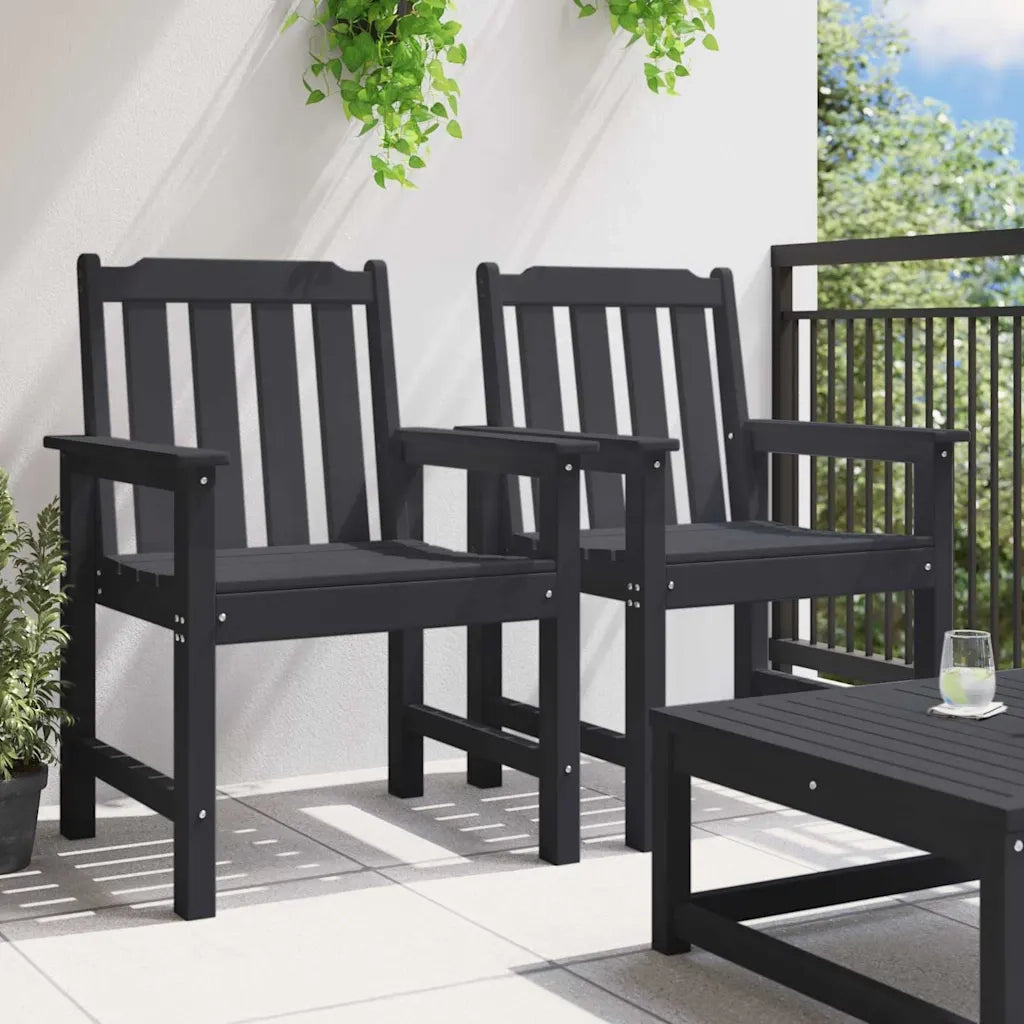 Sedia da pranzo da giardino 2 pz | Sedie da Esterno Nero 65,5 x 59 x 88 cm HDPE