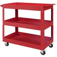 DURHAND Carrello Portautensili a 3 Livelli, 4 Ruote, Acciaio, 83L x 35,3P x 76A cm, Rosso