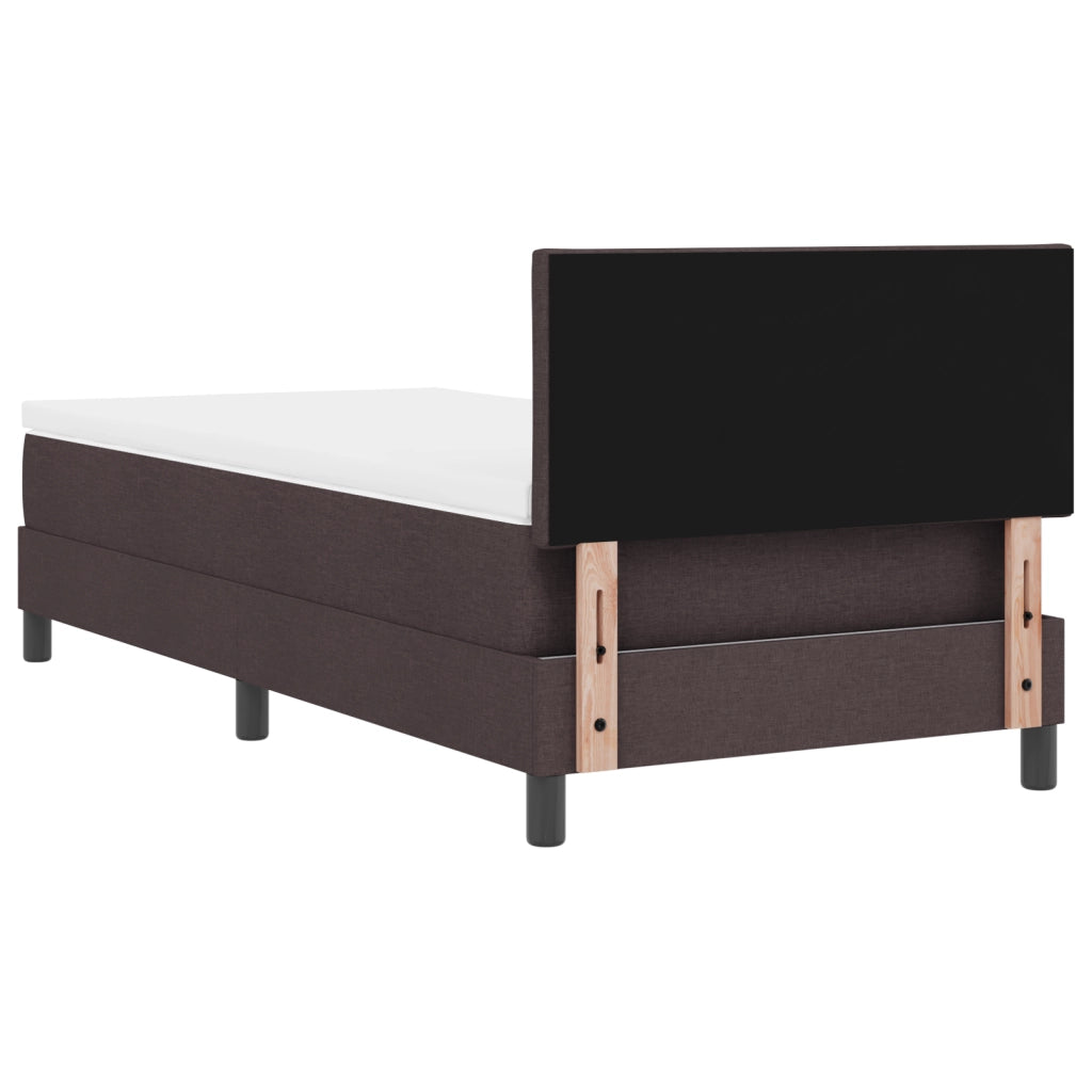 Letto box spring con materasso marrone scuro 90x200 cm tessuto