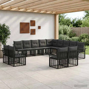 Set di divani da esterno 13 pz Nero e Grigio scuro Poliestere 3437809