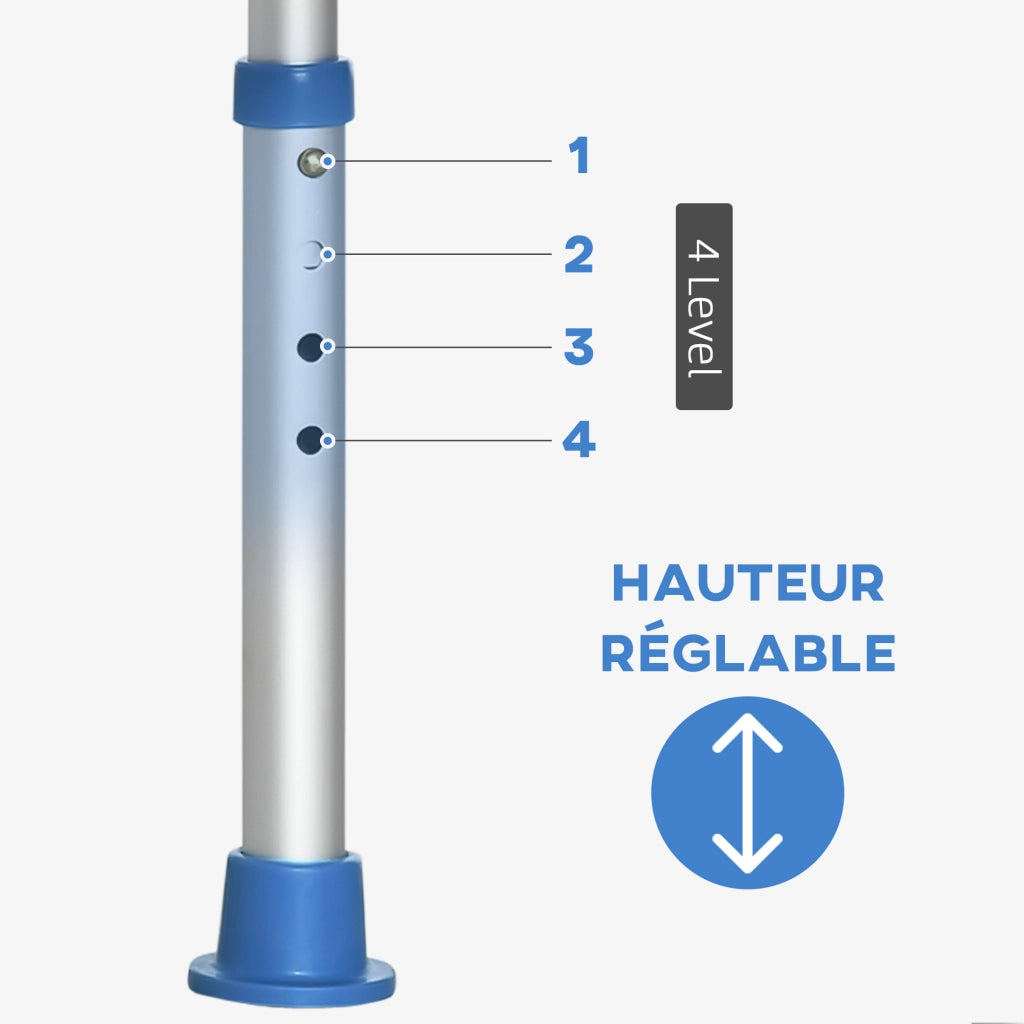 Sgabello da doccia ¨C Xylo ¨C seduta imbottita regolabile, ventose antiscivolo, alluminio blu