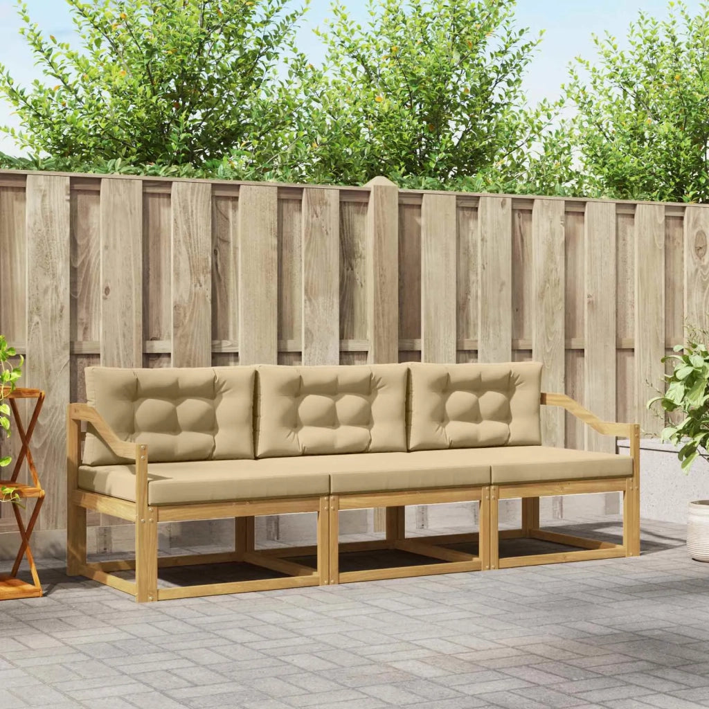Set di divani da esterno 3 pz Bianco e Beige Poliestere 3386007