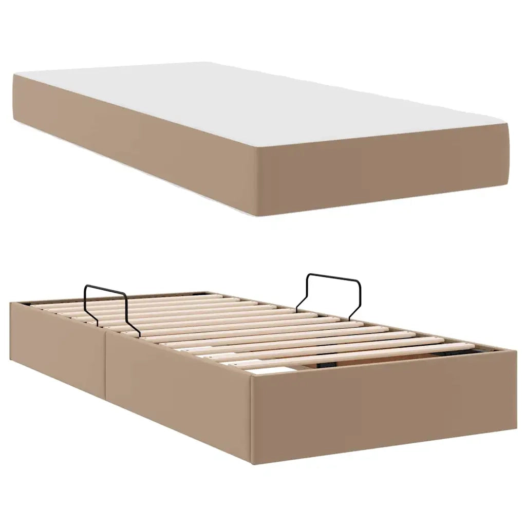Letto con contenitore e materasso 2 pcs Cappuccino Pelle 3399599