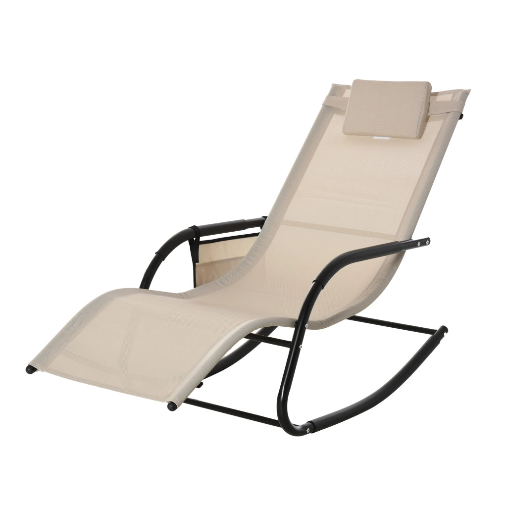 Struttura metallica beige sedia basculante all'aperto 150×62×88cm
