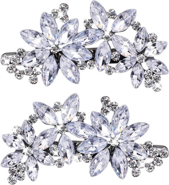 Accessori per capelli da sposa - Clip e spilla per capelli con pietre strass - Clip per capelli in argento - Capelli da sposa fioriti - Donna.