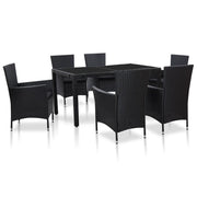 Set Mobili da Pranzo per Giardino 7 pz in Polyrattan Nero  cod mxl 35158