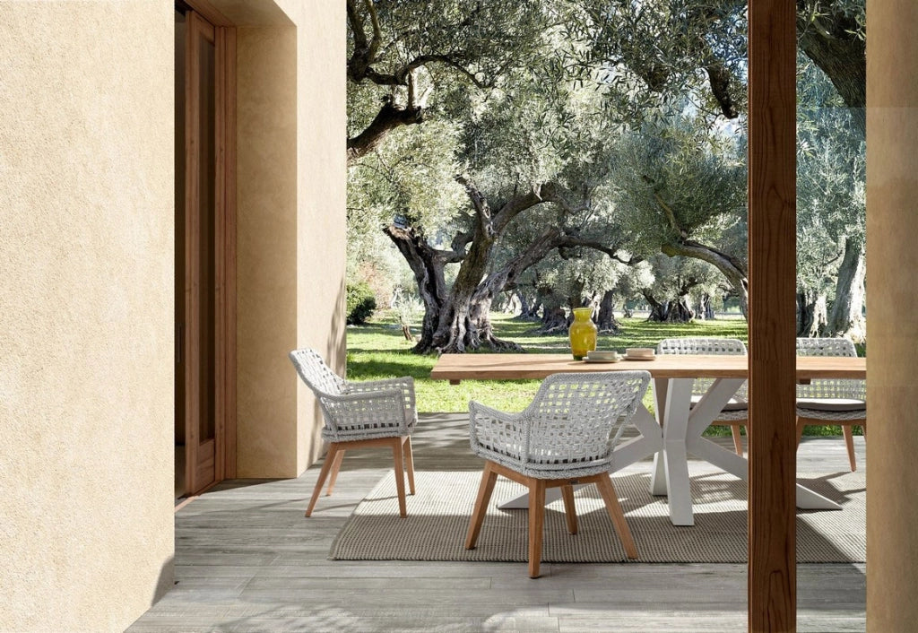 Tavolo da Esterno Giardino in Legno 240 x 100 cm Bianco Ramsey Bizzotto
