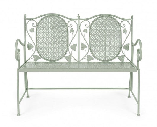 Panca 2 Posti 115x60x92 cm Harriet in Acciaio Salvia