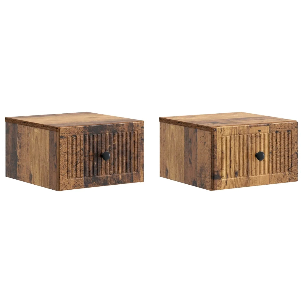 Mobiletto da notte a muro 2 pcs Legno antico 33 x 34,5 x 20 cm 897932