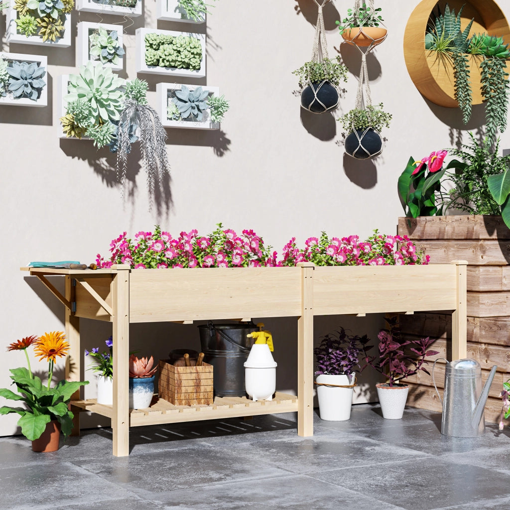 Fioriera da Giardino con Ripiano ¨C Zephmum ¨C Legno Naturale 207x59x78 cm