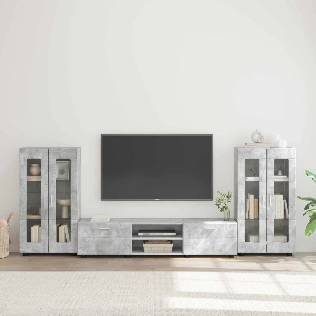 Set mobile TV FLORIN 3 pcs Grigio cemento Legno multistrato 3397937