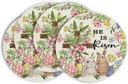 Set di 4 Piastre di Pasqua a forma di Uovo, con Conigli, Fiori e Uova Colorate, per Feste di Pasqua e Primavera