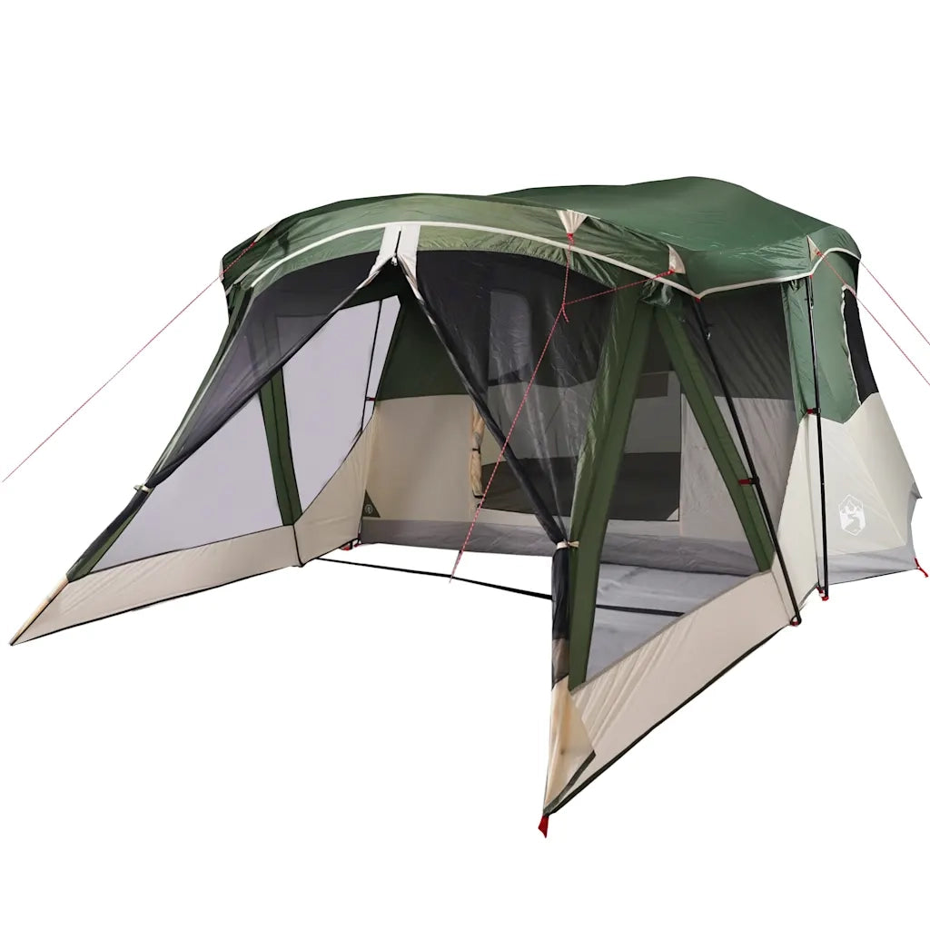 Tenda da Campeggio con Portico per 4 Persone Verde Impermeabile 94536