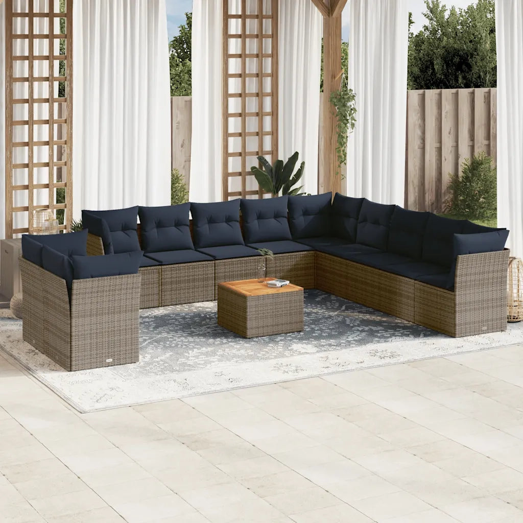 Set Divani da Giardino 12 pz con Cuscini Grigio in Polyrattan 3256061