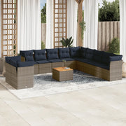 Set Divani da Giardino 12 pz con Cuscini Grigio in Polyrattan 3256061