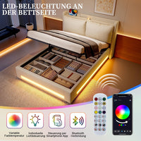 Letto a baldacchino 140x190cm - Xylo - velluto USB-C LED testiera imbottita