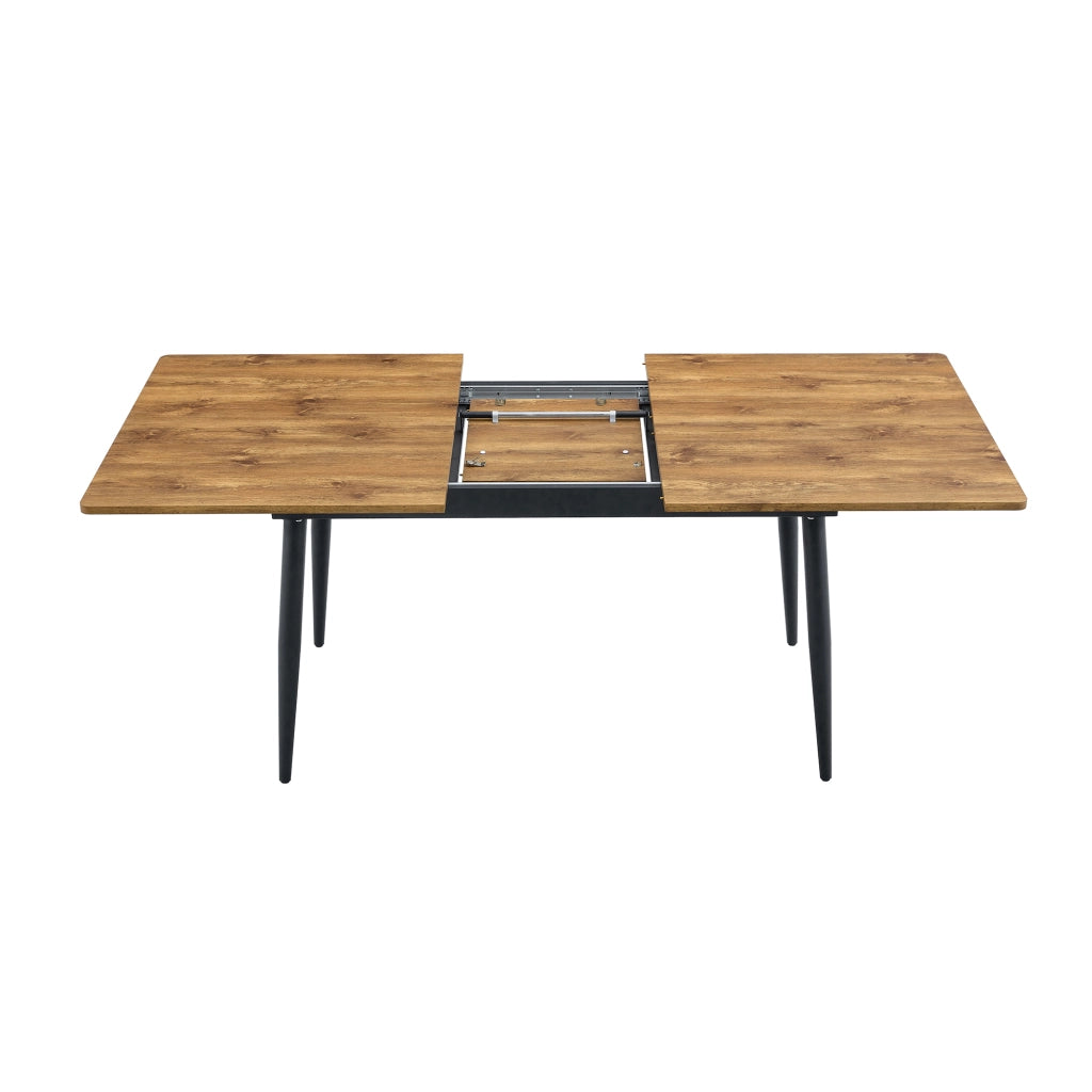 Tavolo da pranzo rettangolare industriale in MDF effetto legno con gambe in metallo nero