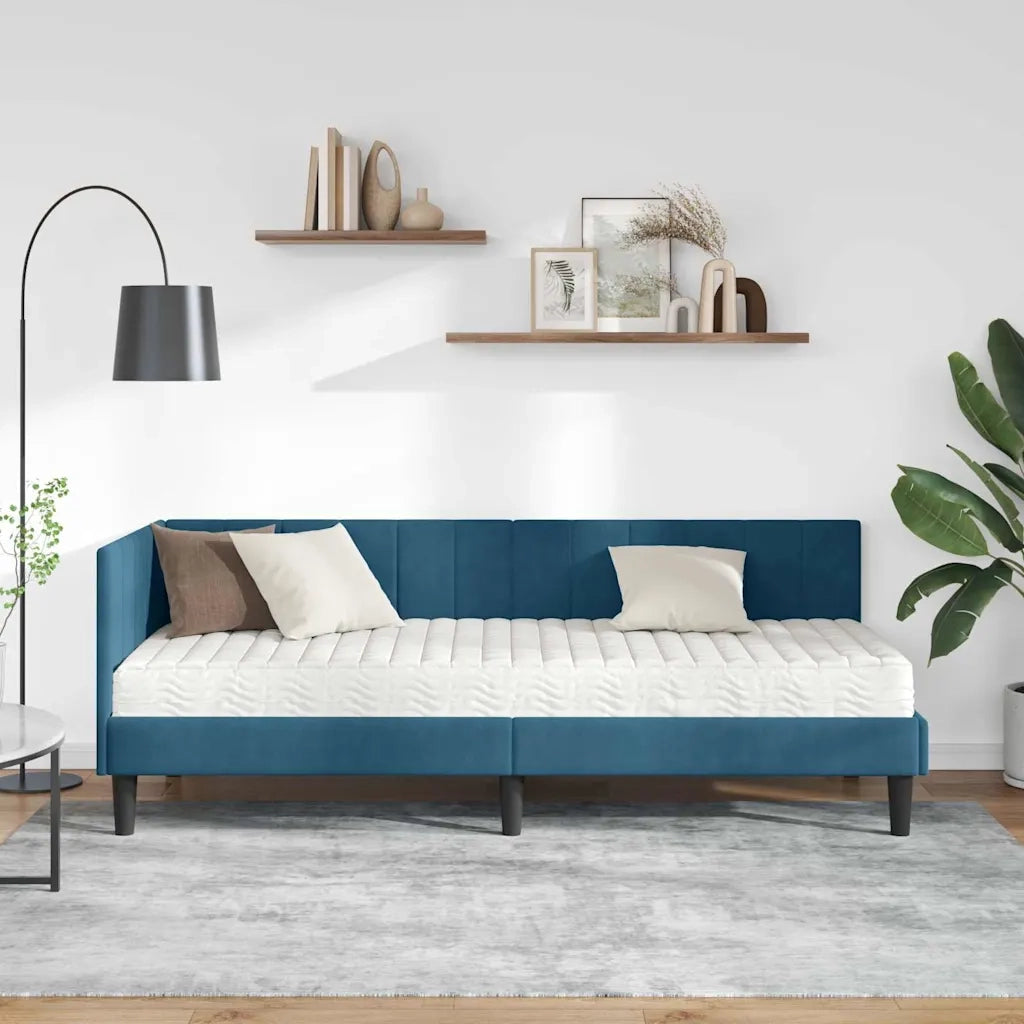 Struttura Letto Angolare con Materasso 2 pcs Blu Velluto