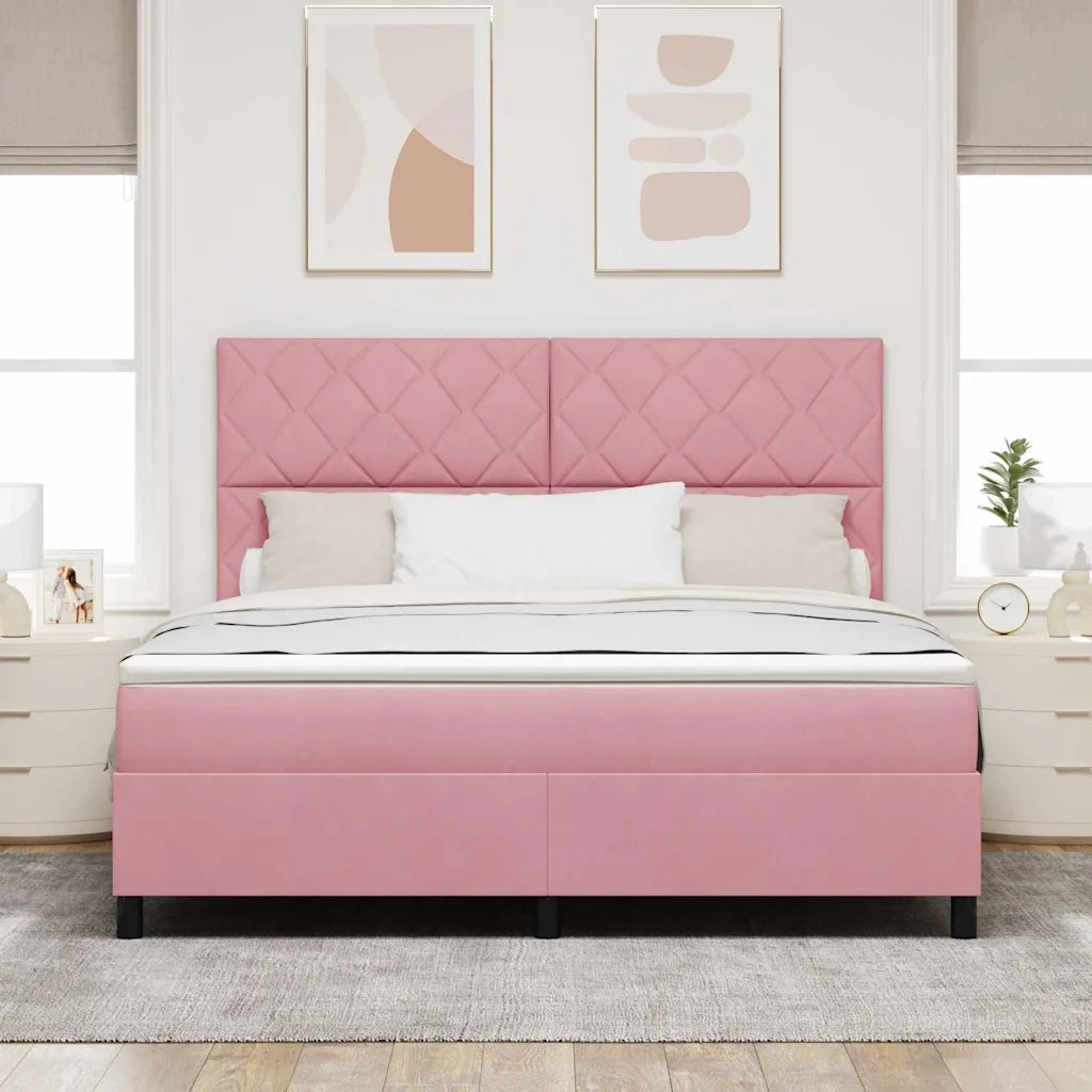 Letto a molle con materasso Rosa 180 x 200 cm Velluto 3339919