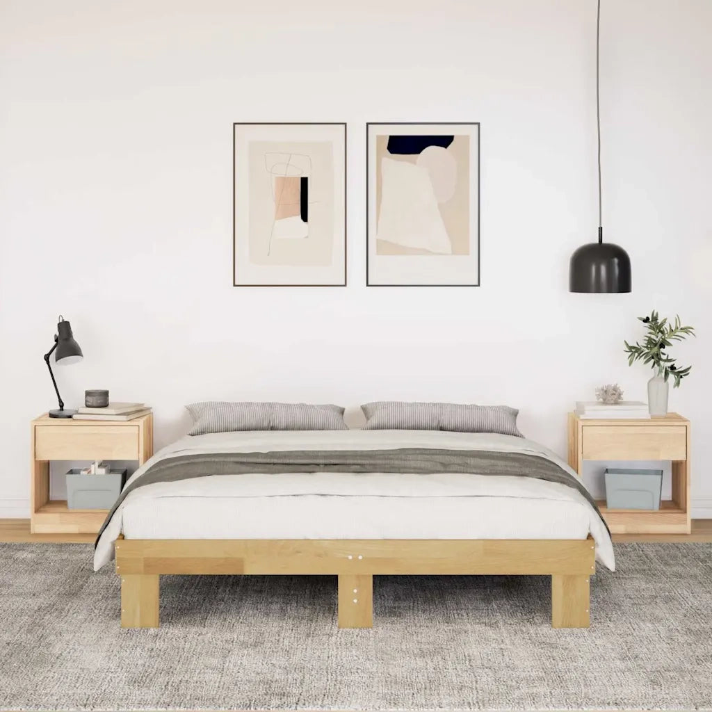 Struttura letto senza materasso 135x190 cm in legno massello di rovere 851959