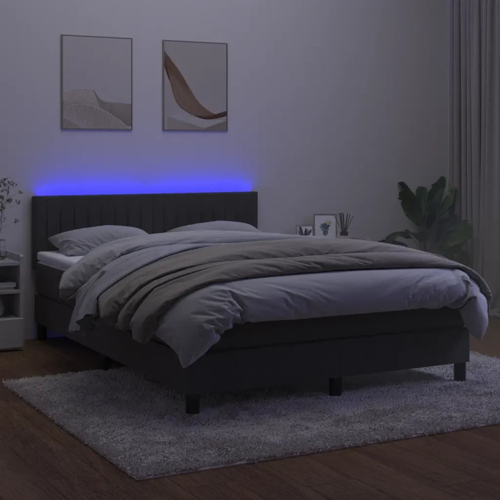 Letto a Molle con Materasso e LED Grigio Scuro 140x200 cm 3134526