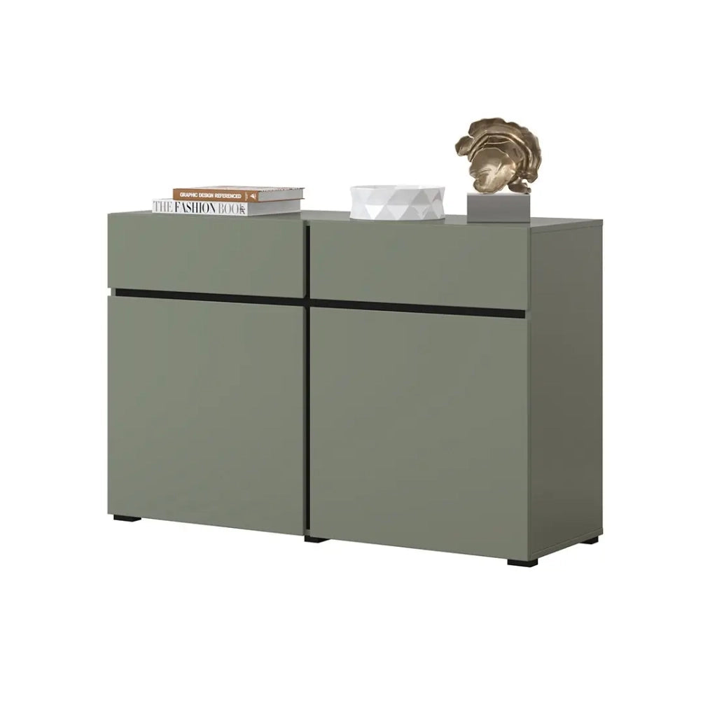 Buffet color salvia verde 120cm collezione HAVANA. Credenza design con 2 porte e 2 cassetti.