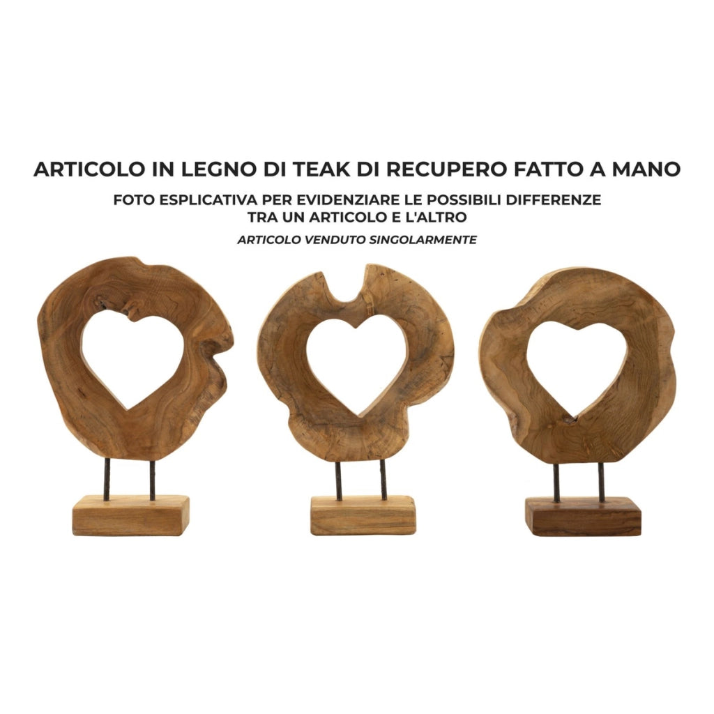 Scultura Cuore 7, Marrone, Legno, 28x10x38 cm