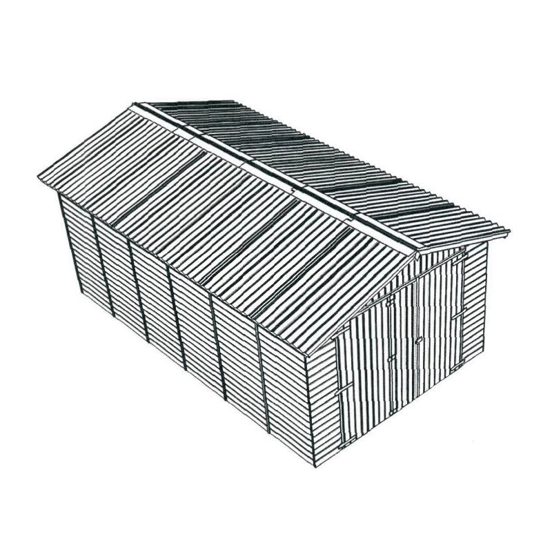 Garage in legno da giardino 280x480 cm – pareti 16 mm, tetto bitumato e porta tripla – ED2848N Foresta